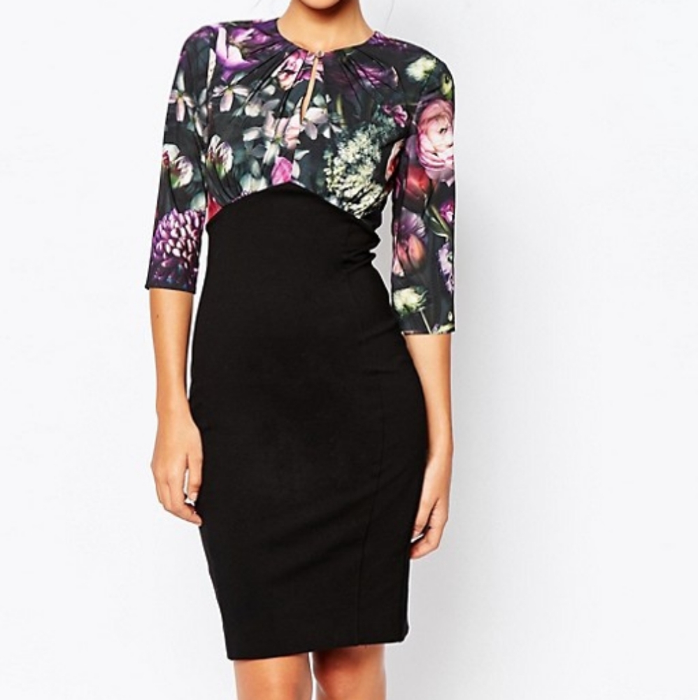 Ted Baker Hounest Shadow Flora Gathered Dress
